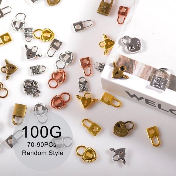 100 Gram Metal Charms for Jewelry Making, Silver & Gold, Bulk Pack for Bracelets - Picture 2 of 6